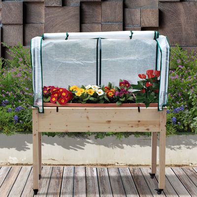 Grapevine Wooden Rectangular Planter Box Greenhouse - Brown