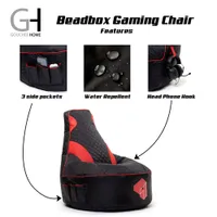 Beadbox Gaming Polyester High Back Bean Bag Chair