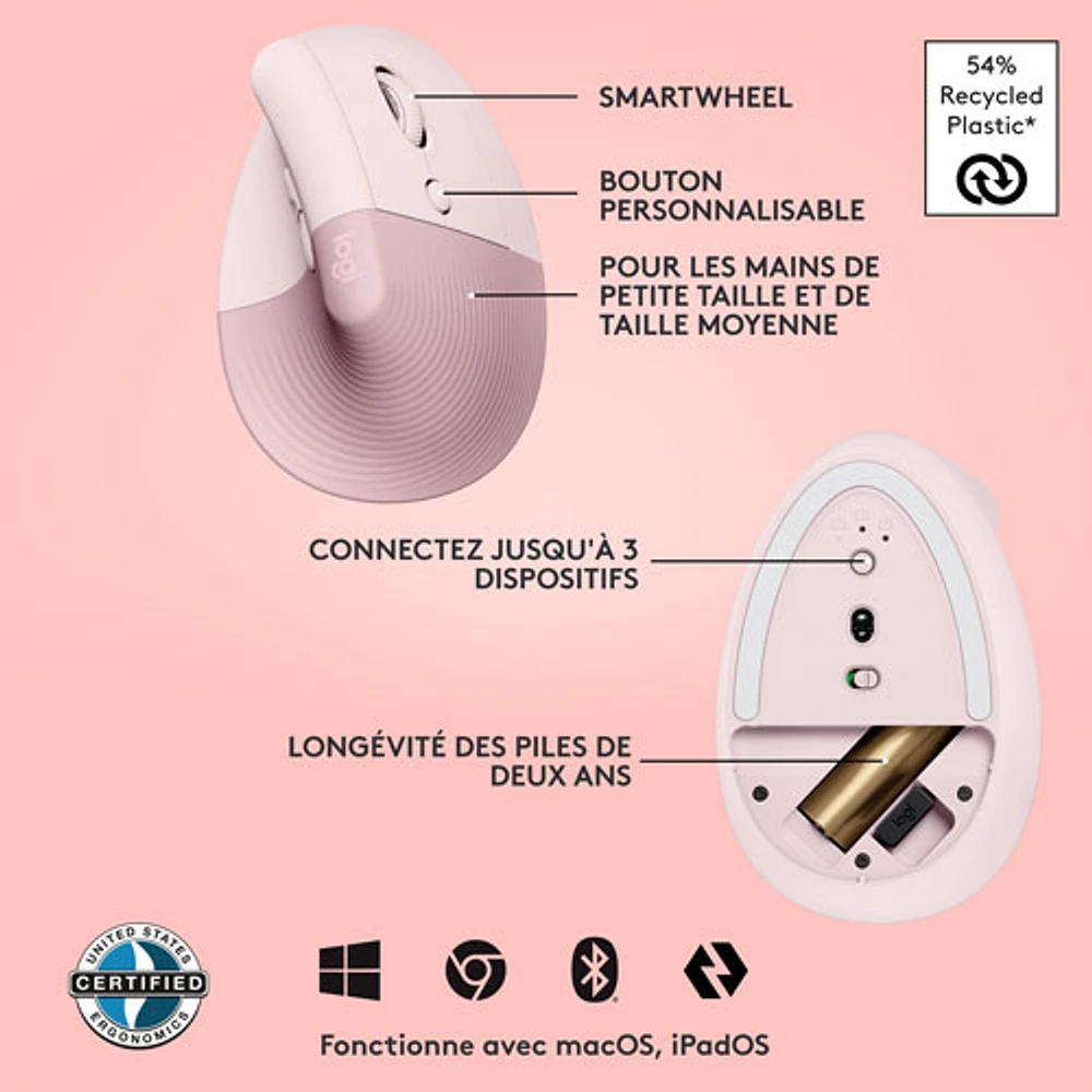 Logitech Lift Vertical Ergonomic 4000 DPI Wireless Mouse