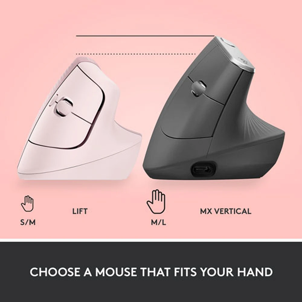 Logitech Lift Vertical Ergonomic 4000 DPI Wireless Mouse