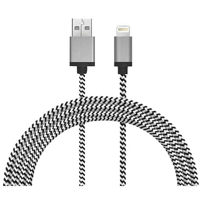 Câble USB-A/Lightning de 1,2 m (4 pi) de LBT (LBT098) - Noir/Blanc