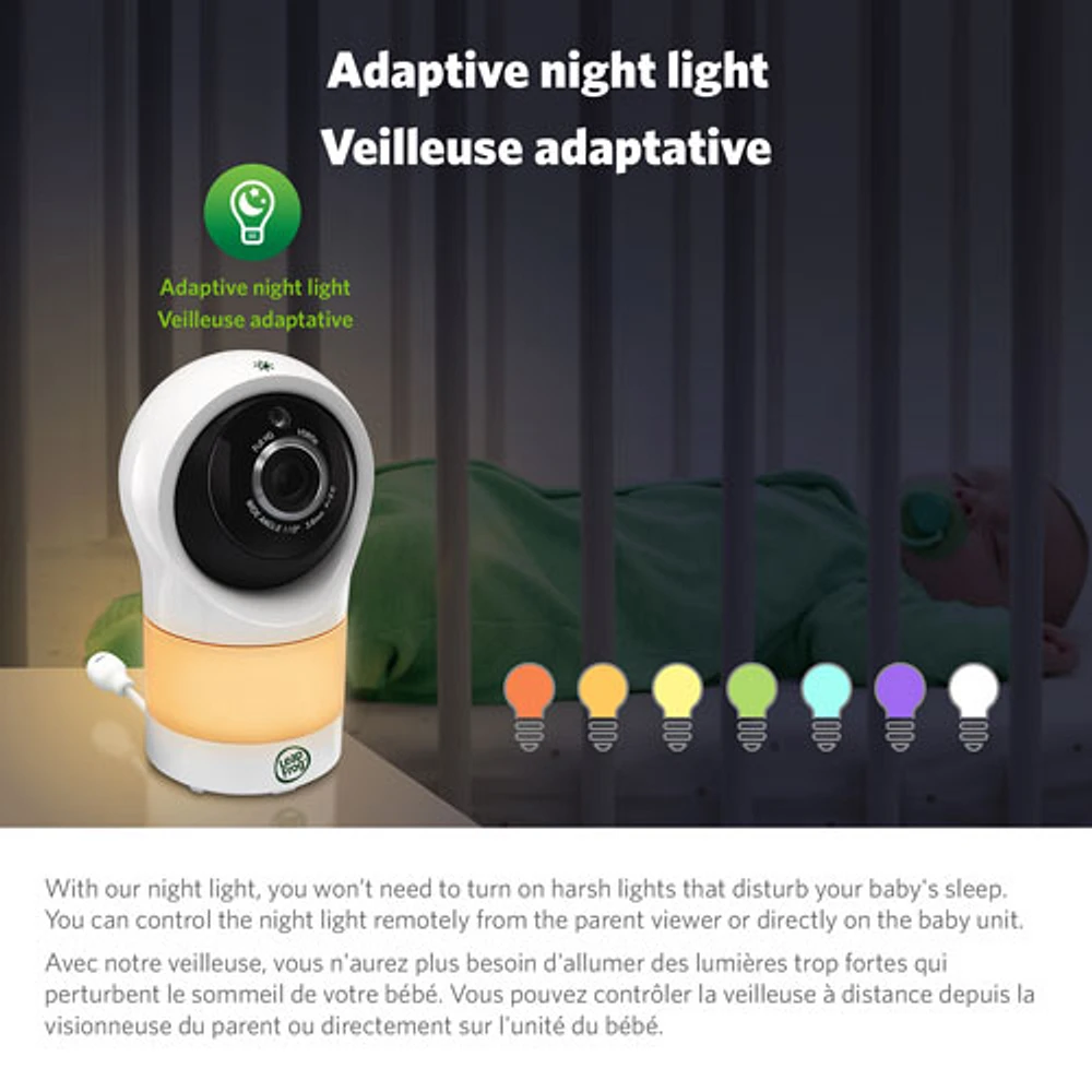 Interphone de surveillance vidéo Wi-Fi avec vision nocturne en couleur et zoom/pivot/inclinaison de LeapFrog (LF1911)