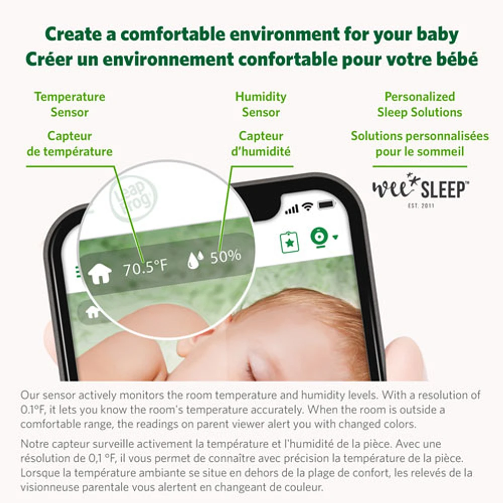 Interphone de surveillance vidéo Wi-Fi avec vision nocturne en couleur et zoom/pivot/inclinaison de LeapFrog (LF1911)