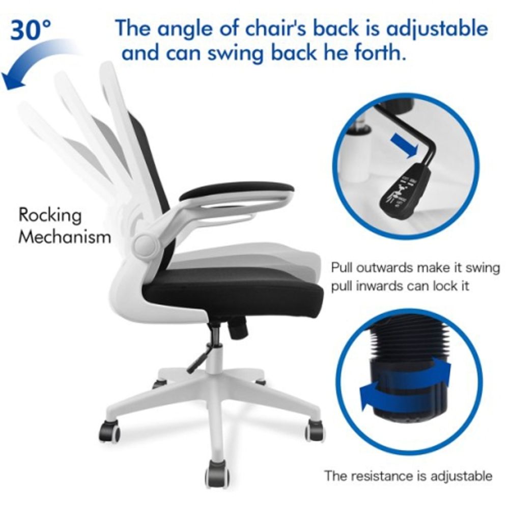 Coolhut Office Chair with Lumbar Support and Flip-up Arms, Ergonomic Desk  Chair, Black 