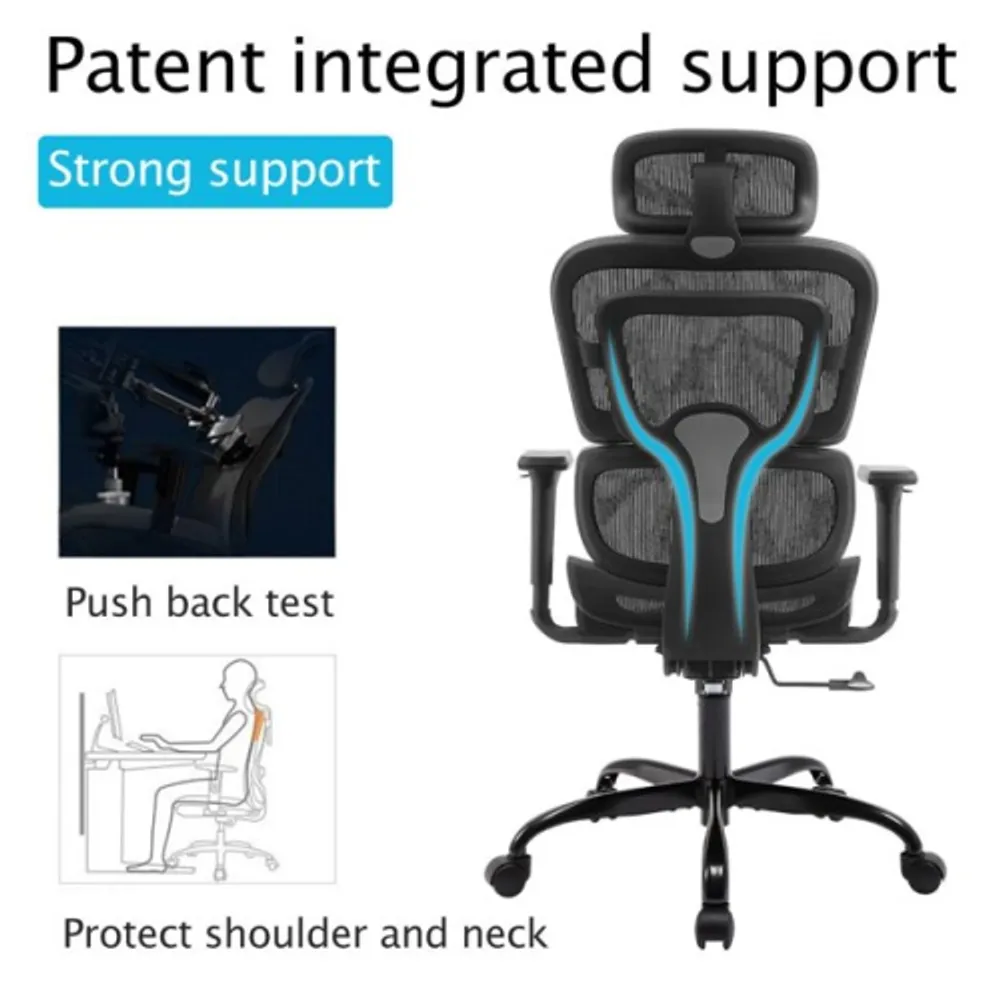 CoolHut Office Chair Ergonomic Desk Chair with Headrest High Back  Adjustable Armrests Blakc