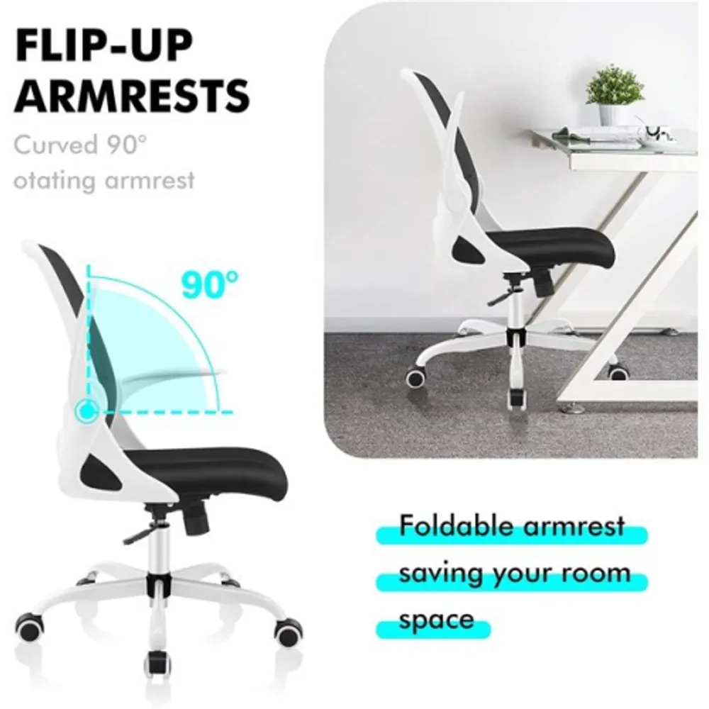 CoolHut Office Chair - Ergonomic Desk Chair with Adjustable - Backrest with  Breathable Mesh - White