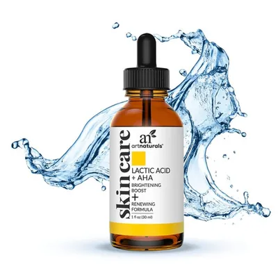artnaturals Lactic Acid plus AHA Face Serum for Brightening Boost with Renewing Formula - Scars, Acne, Wrinkles - Exfoliates and Moisturizes the Skin - 1 oz.