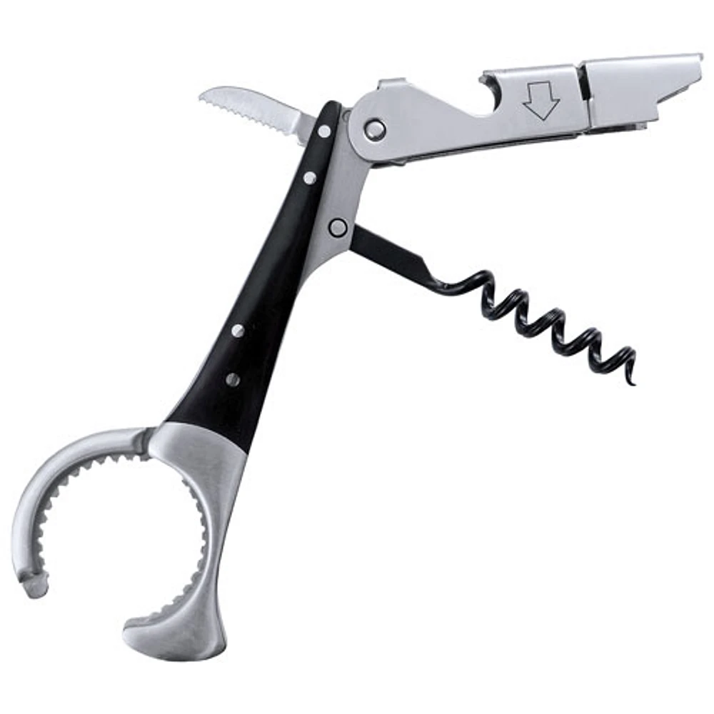 Swissmar 2-Step Waiter's Corkscrew with Screw Top Opener - Silver/Black