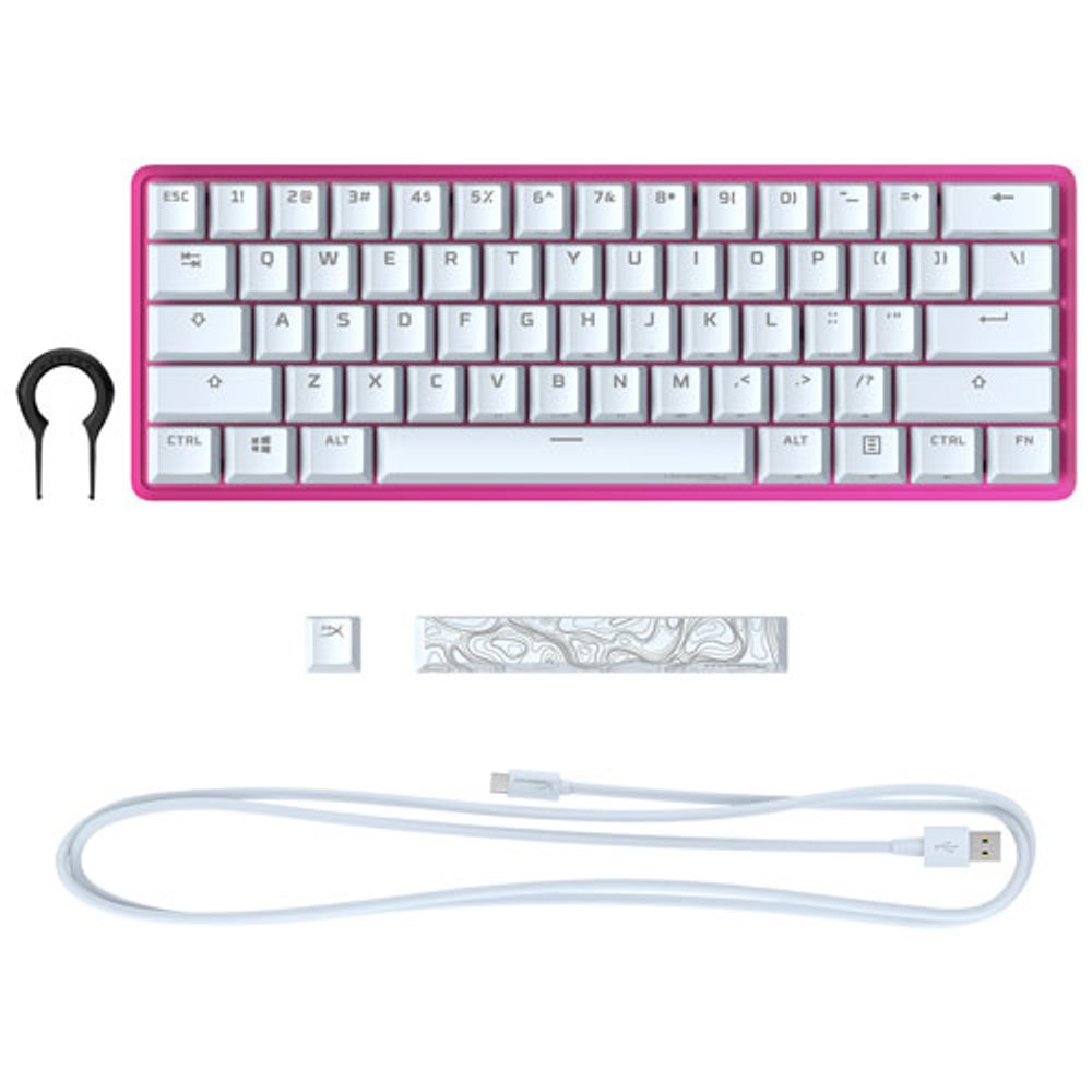 HyperX Alloy Origins 60 Backlit Mechanical Pink Gaming Keyboard - White