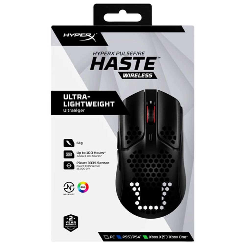 HyperX Pulsefire Haste 16000 DPI Wireless Pixart PAW3335 Gaming Mouse - Black