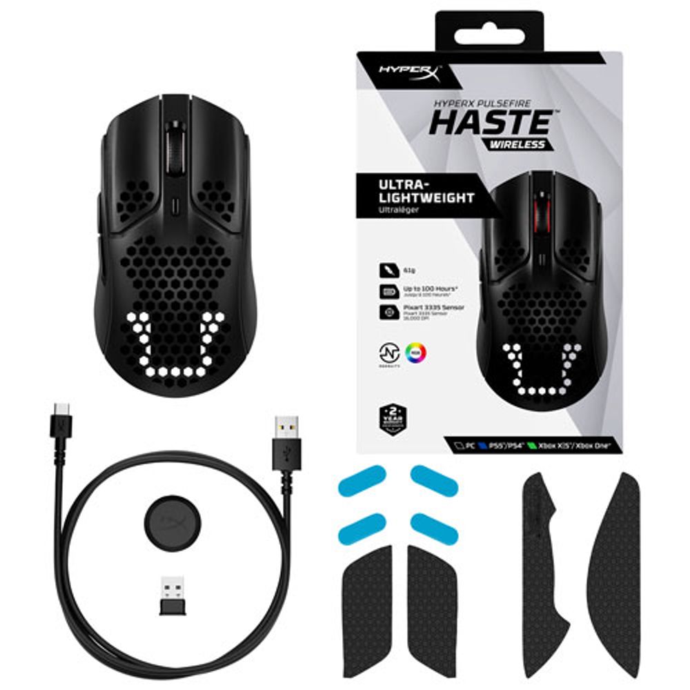 HyperX Pulsefire Haste 16000 DPI Wireless Pixart PAW3335 Gaming Mouse - Black