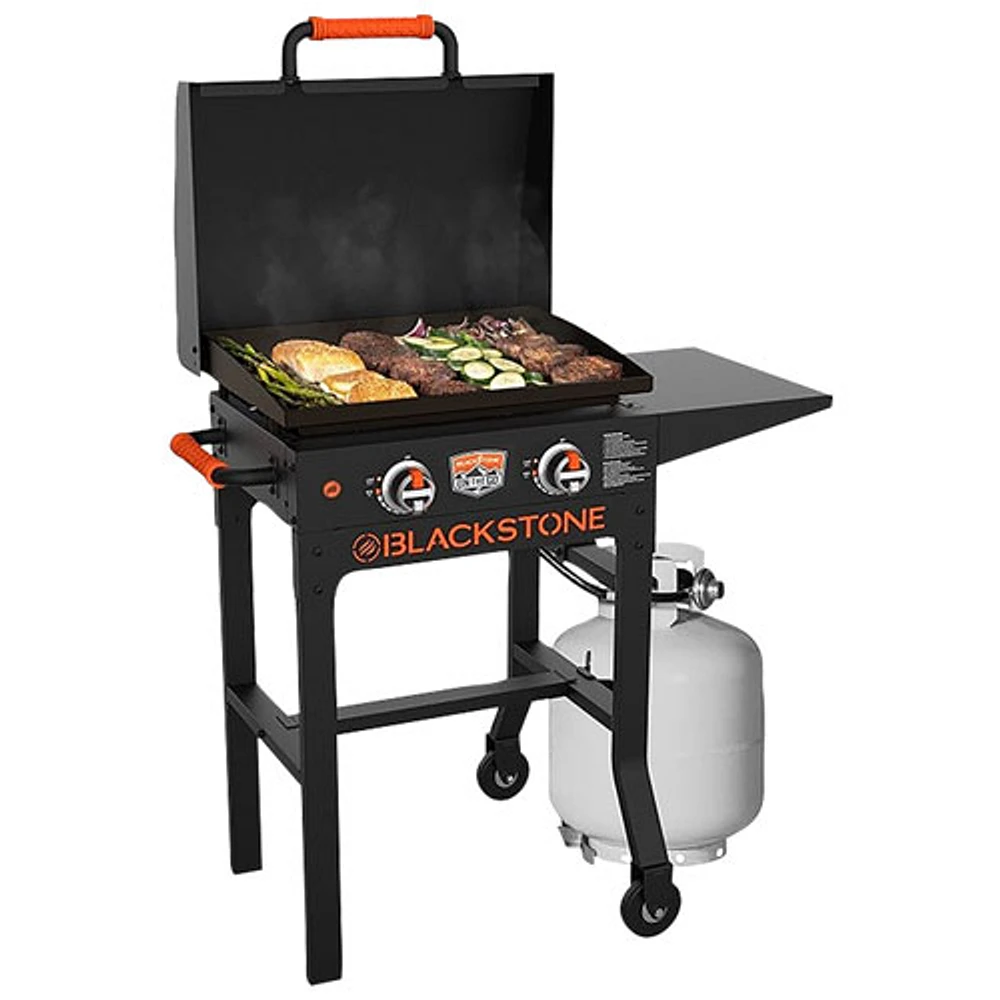 Blackstone On The Go 2-Burner 24000 BTU Propane Gas Griddle Cart with Hood - Black