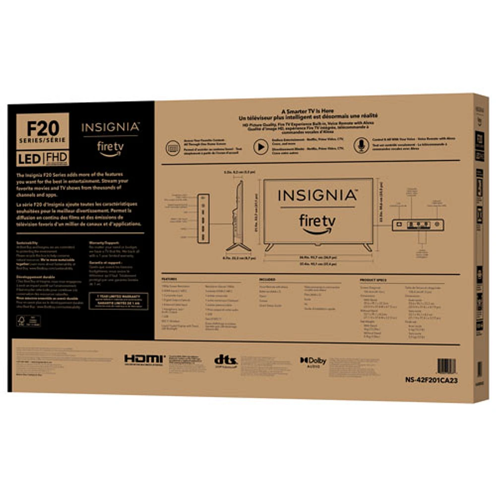 Téléviseur intelligent DEL 1080p de 42 po d'Insignia (NS-42F201CA23) - Édition Fire TV - 2022 - Exclusivité de Best Buy