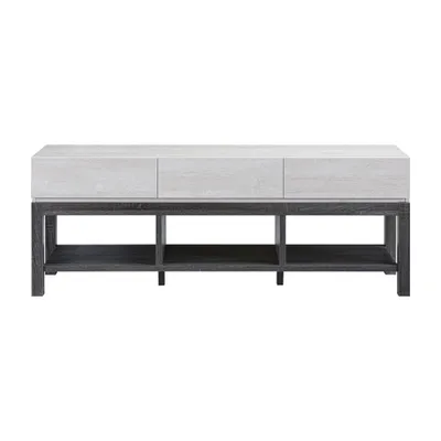 Bowery Hill Modern Wood 3-Drawer TV Stand in White and Gray