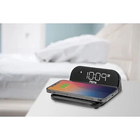 iHome IOP18 Bluetooth Alarm Clock with USB and Qi Wireless Charging - Black