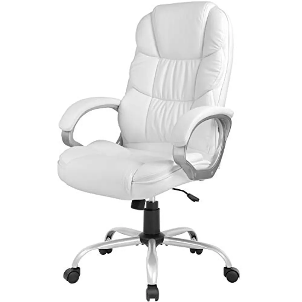 High-Back Gaming Chair PC Office Chair Computer Racing Chair PU Desk Task  Chair Ergonomic Executive Swivel Rolling Chair with Lumbar Support for Back  Pain Women, Men (WHITE) 