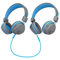 JLab JBuddies Studio On-Ear Bluetooth Kids Headphones - Grey/Blue
