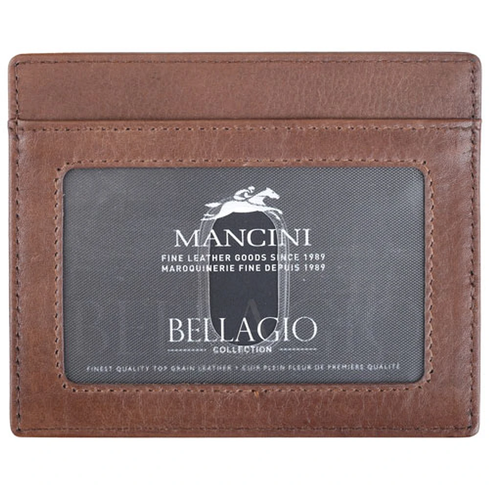 Mancini Bellagio RFID Genuine Leather Money Clip Wallet with ID Window & 4 Credit Card Slots