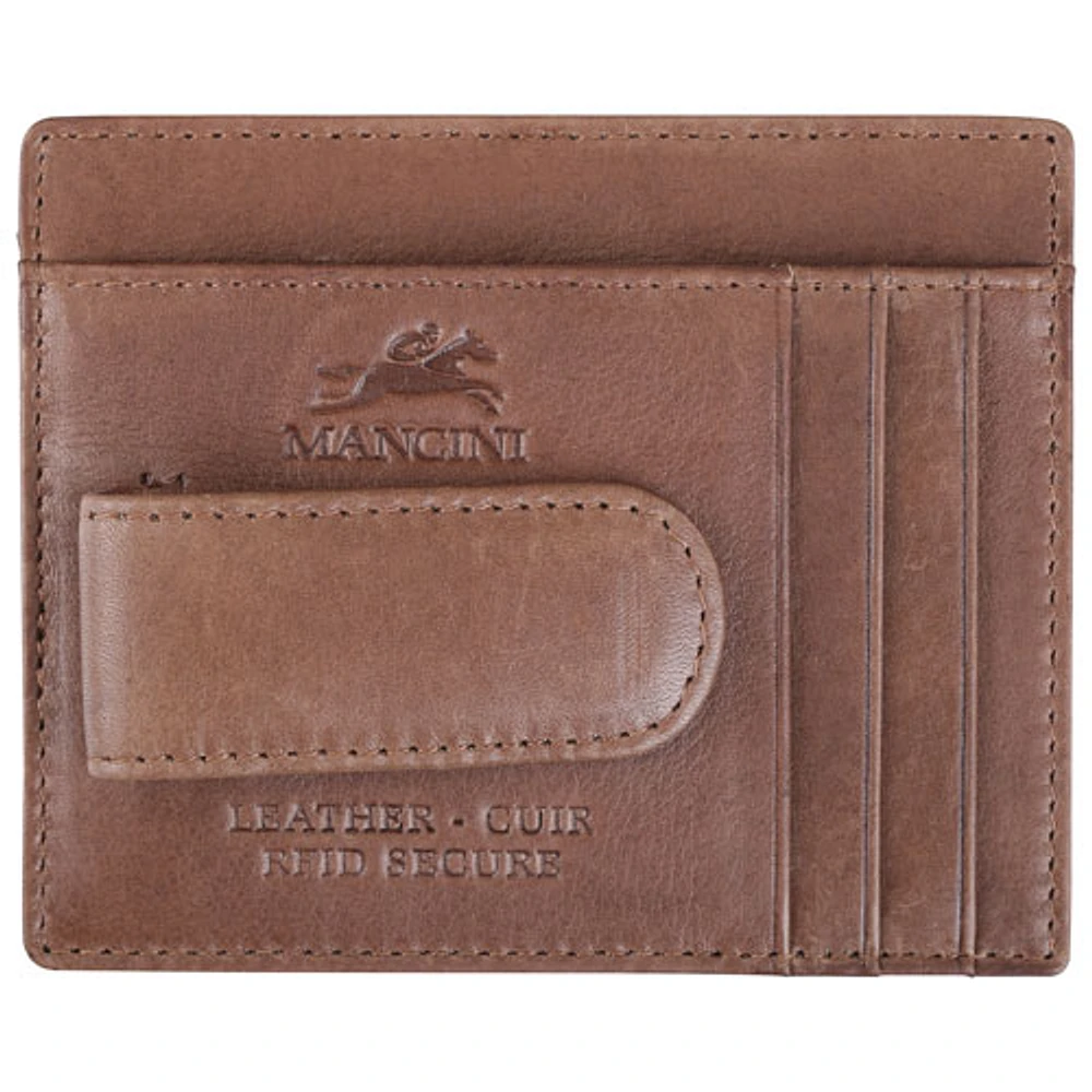 Mancini Bellagio RFID Genuine Leather Money Clip Wallet with ID Window & 4 Credit Card Slots