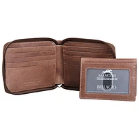 Mancini Bellagio RFID Genuine Leather Bi-fold Zipper Wallet