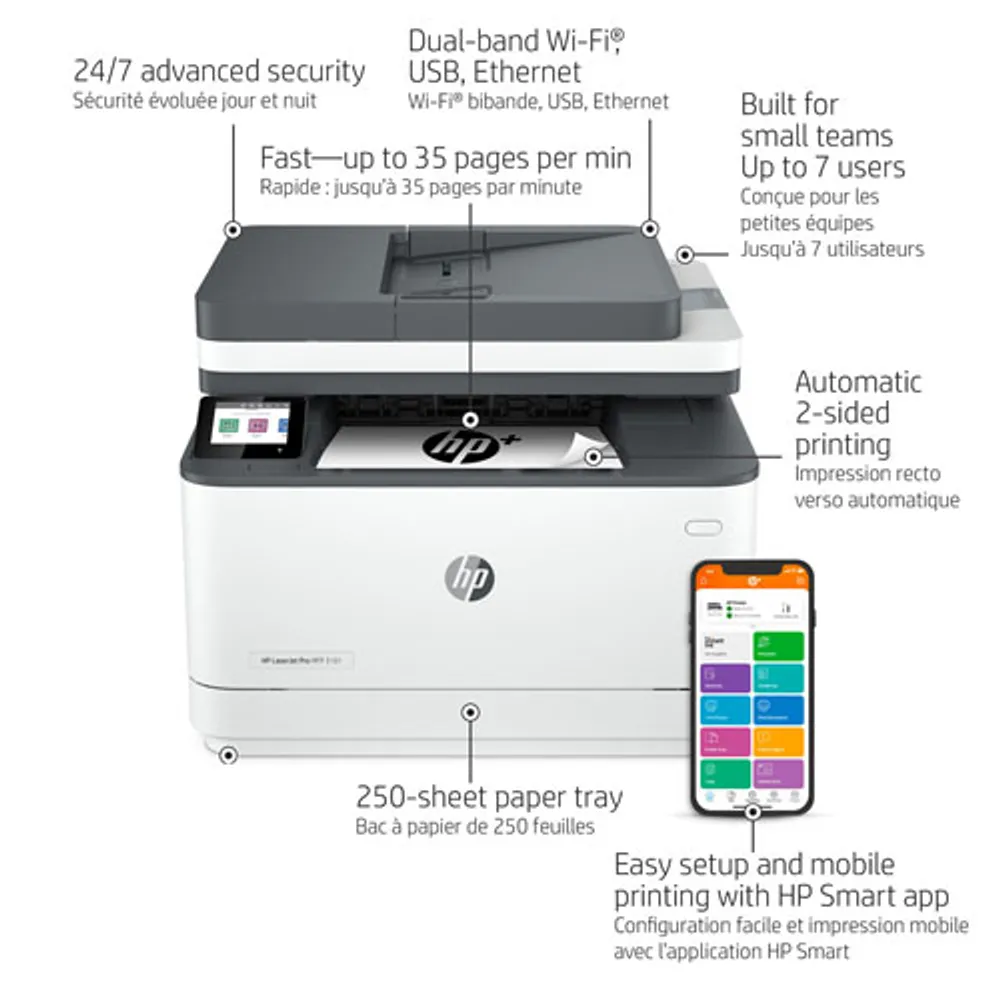 HP LaserJet Pro 3101fdw Monochrome Wireless All-In-One Laser Printer