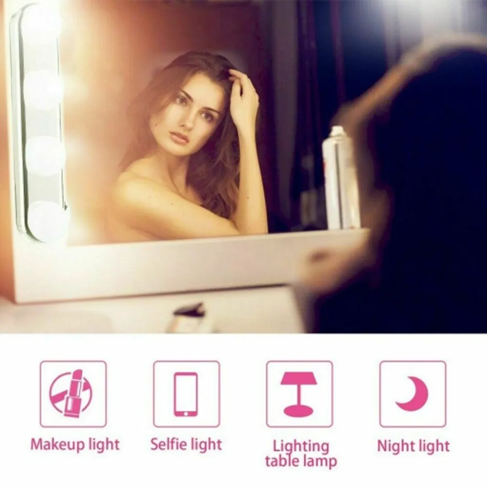 ISTAR Portable LED Lights for Vanity Mirror - Battery Operated Wireless  Vanity Lights - Suction Cup Stick On 4 Super Bright Bulbs LED Vanity Light