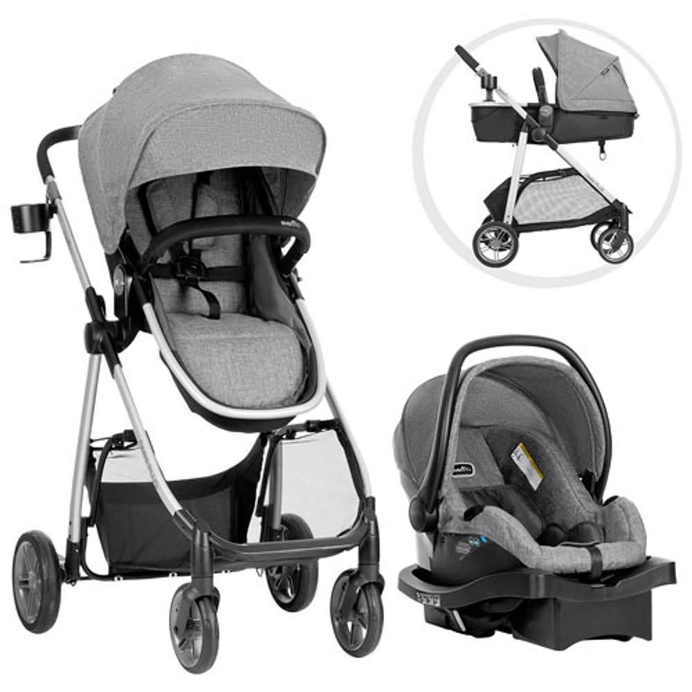 Système de transport modulaire Omni Plus avec siège d'auto de bébé LiteMax Sport d'Evenflo - Gris