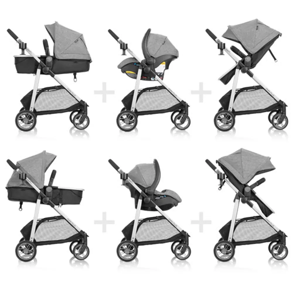 Système de transport modulaire Omni Plus avec siège d'auto de bébé LiteMax Sport d'Evenflo - Gris