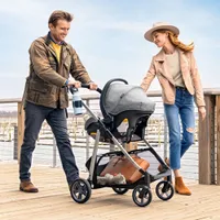 Système de transport modulaire Omni Plus avec siège d'auto de bébé LiteMax Sport d'Evenflo - Gris