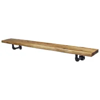 Live Edge 60" Mantel / Wall Shelf with Metal Pipfitter Corbels - Brown