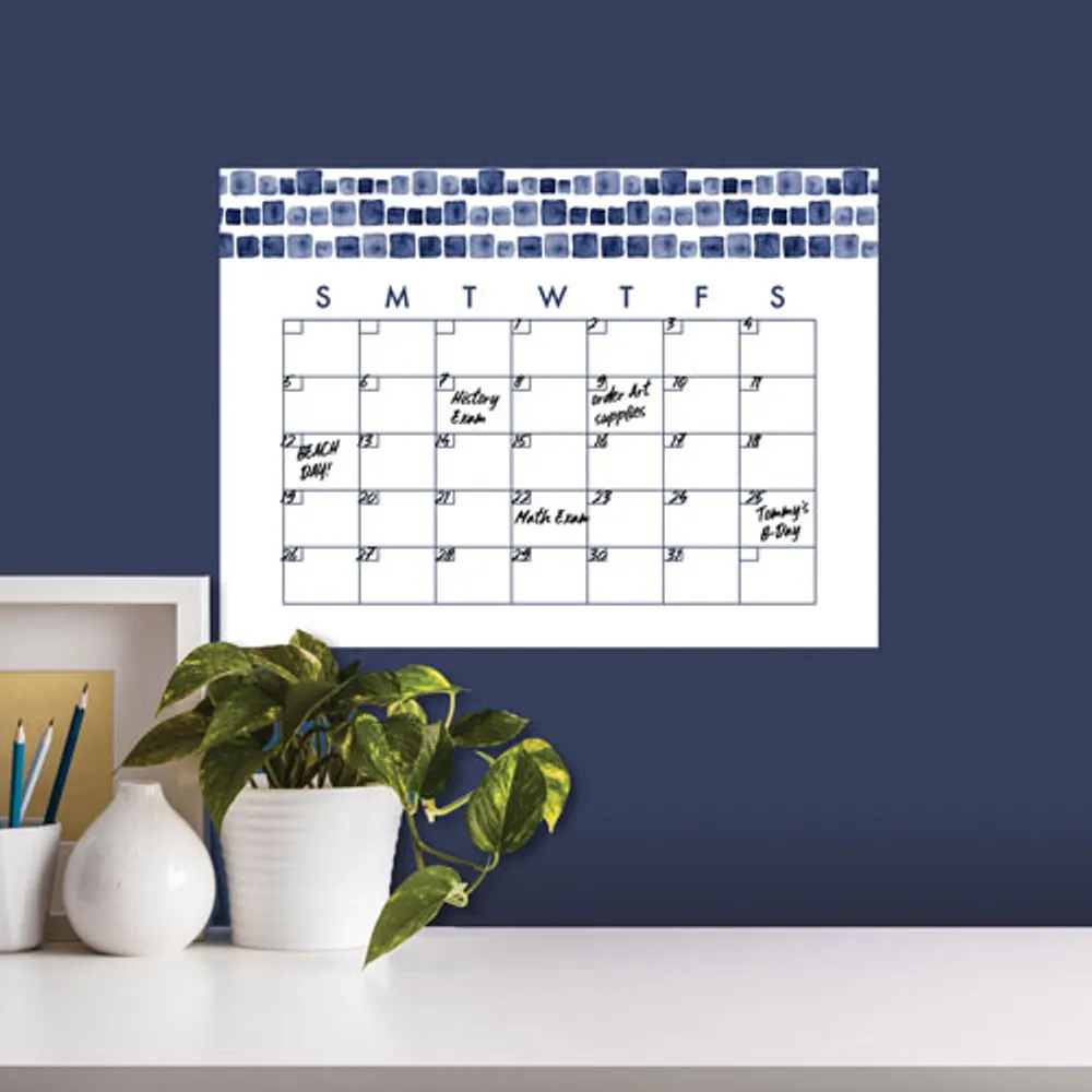 RoomMates Watercolour Monthly Calendar Dry Erase Wall Decal - Blue