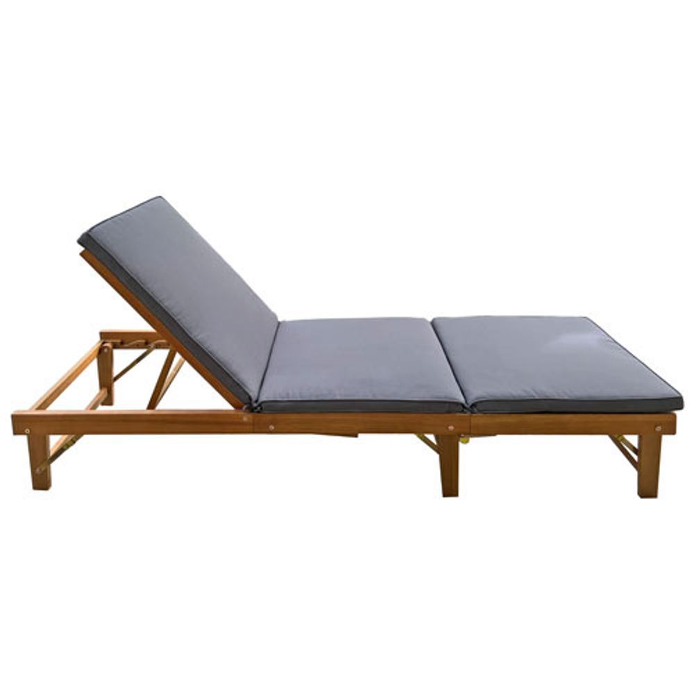 Patioflare Acacia Wood Folding Patio Chaise Lounge - Grey