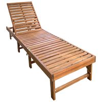 Patioflare Acacia Wood Folding Patio Chaise Lounge - Grey