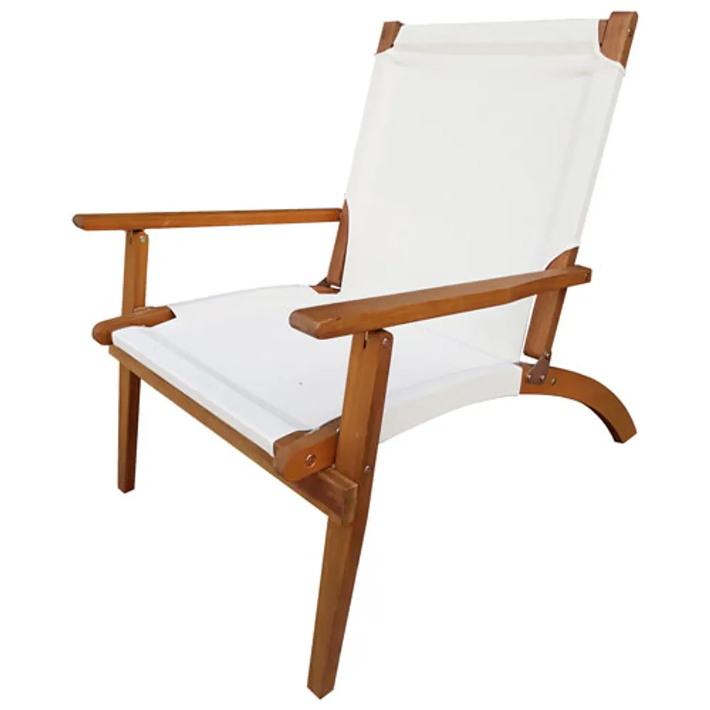 Patioflare Susan Wood Folding Patio Arm Chair - White