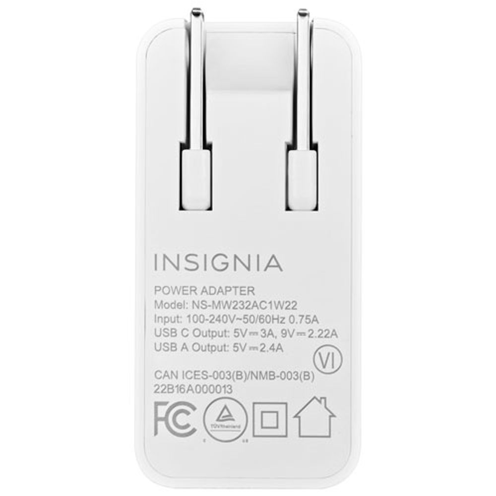 Insignia Dual Port 32W USB-A / USB-C Wall Charger - White