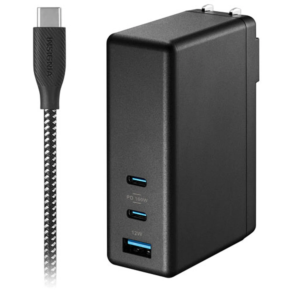 Insignia 112W 3-Port USB-C/USB-A Wall Charger with USB Cable (NS-PW3X1A1C2B22B-C) - Only at Best Buy