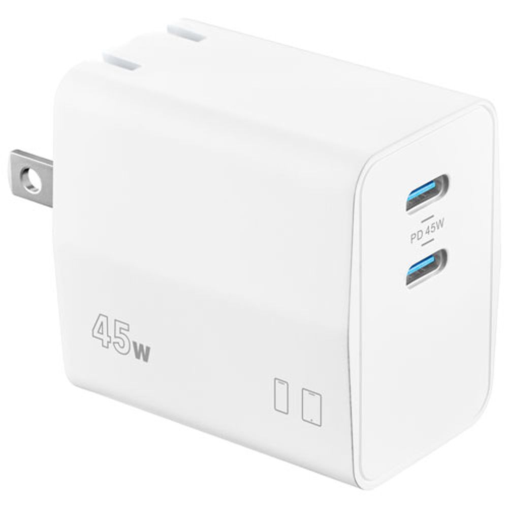 Insignia 45W 2-Port USB-C Wall Charger - White