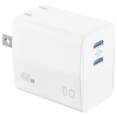 Insignia 45W 2-Port USB-C Wall Charger - White