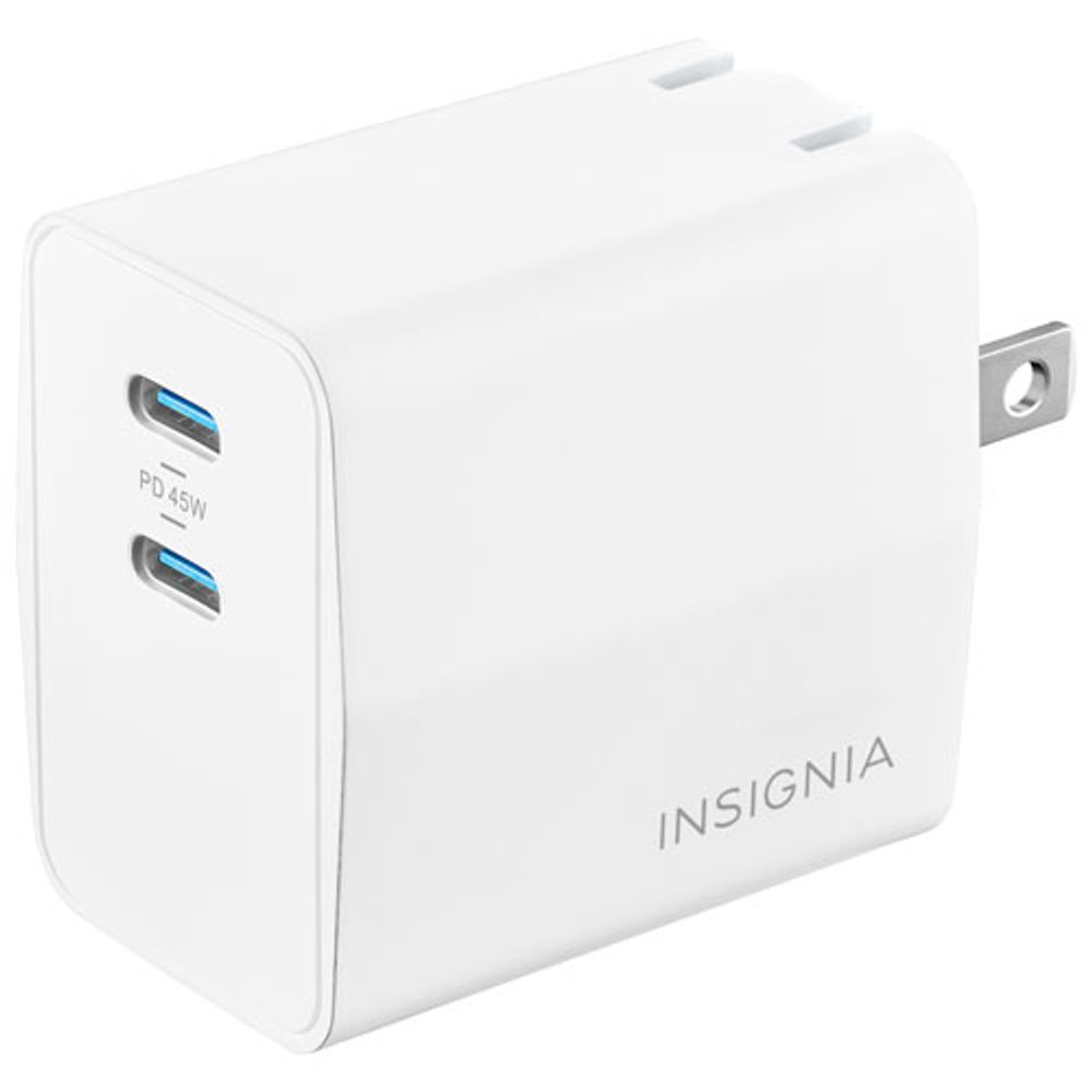 Insignia 45W 2-Port USB-C Wall Charger - White