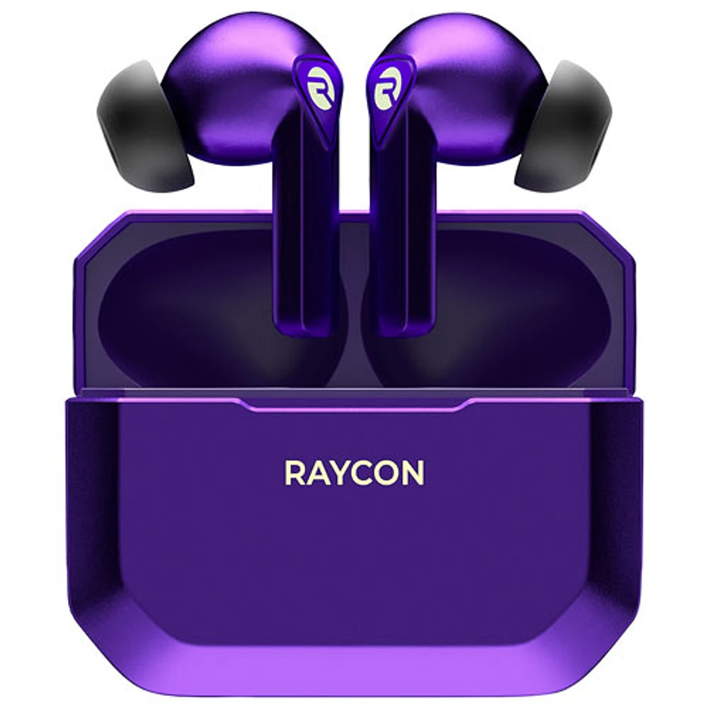 Écouteurs boutons de jeu 100 % sans fil à isolation sonore de Raycon - Violet