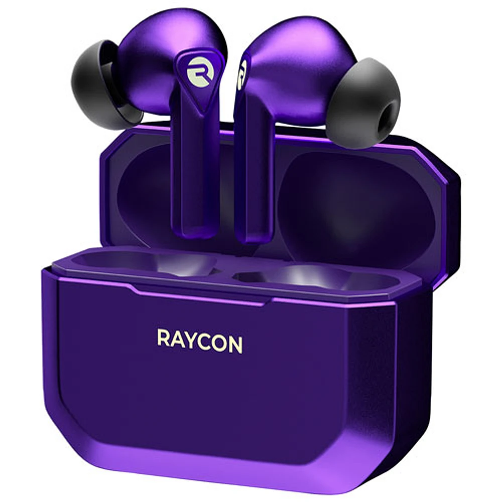 Écouteurs boutons de jeu 100 % sans fil à isolation sonore de Raycon - Violet