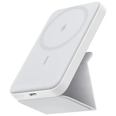 Chargeur portable magnétique sans fil 7,5 W 5000 mA h avec support MagGo d'Anker (A1611H21-5) - Blanc