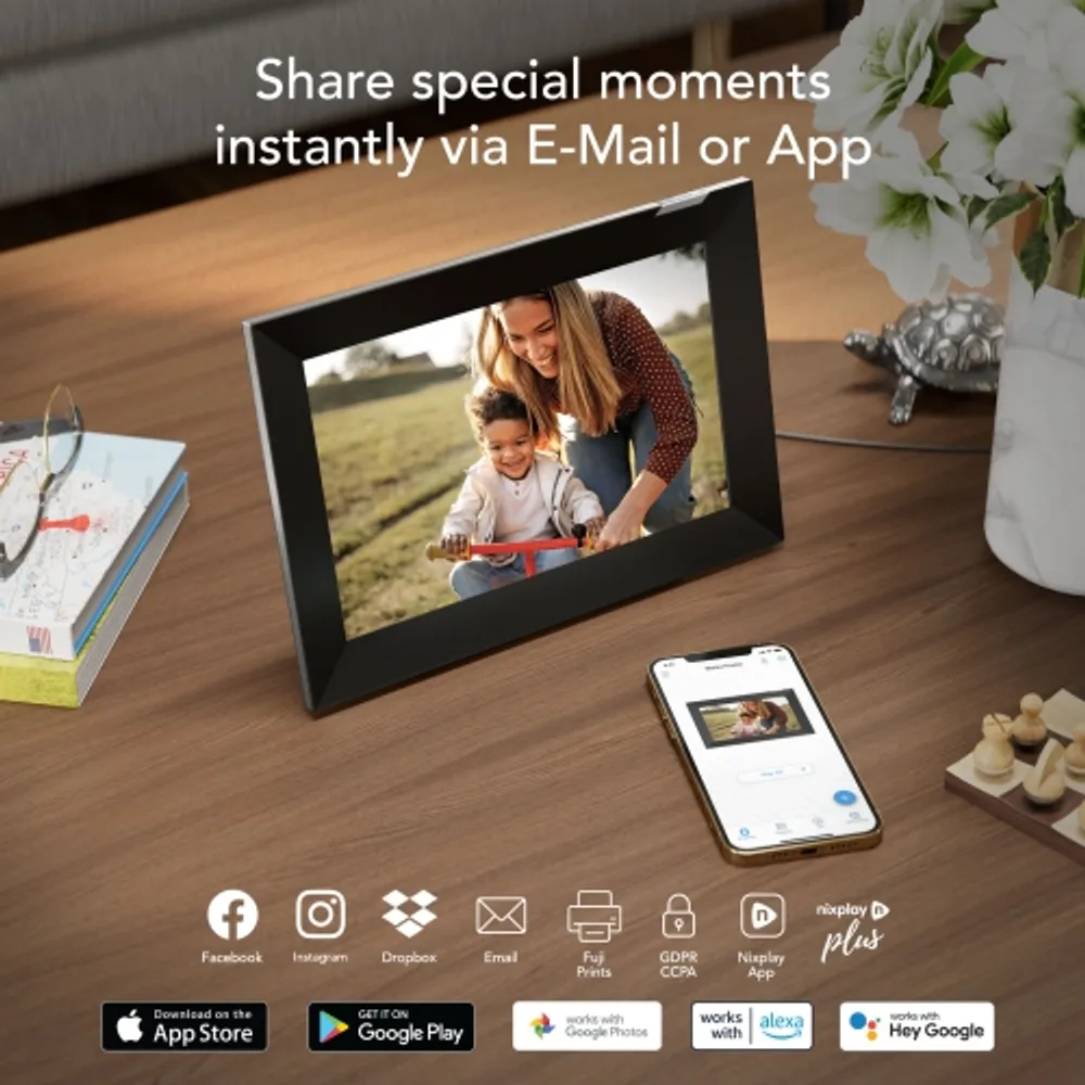 Nixplay 10.1 inch Touch Screen Digital Picture Frame with WiFi (W10K)  Black Silver Share Photos and Videos Instantly via Email or App  Scarborough Town Centre