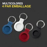 Scosche Silicone Protective Key Ring Holder for Airtag - 4 Pack - Black/Red/White/Blue