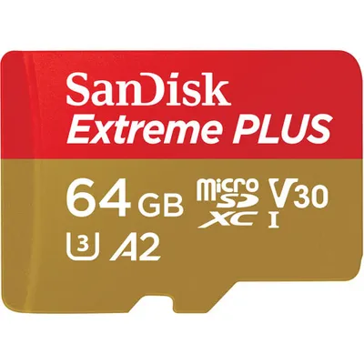SanDisk Extreme Plus 64GB 200MB/s microSD Memory Card