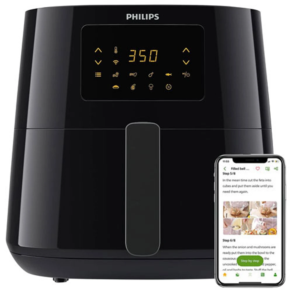 Friteuse à air chaud connectée Essential XL de Philips - 1,2 kg/6,5 pte - Noir