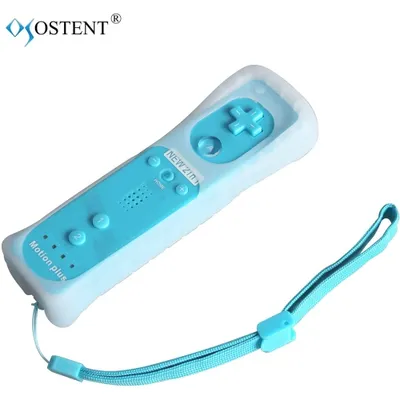2 in 1 Remote Controller Built in Motion Plus Compatible for Nintendo Wii Console Game Color Blue