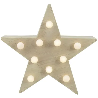 9.25" Lighted 5 Point Wooden Star Christmas Tabletop Decor