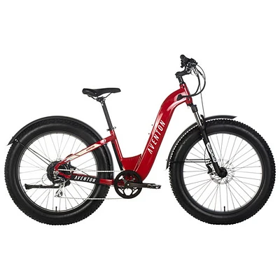 Vélo de ville électrique à cadre bas de 750 W Aventure ST d'Aventon avec autonomie maximale de 72 km - Moyen - Rouge