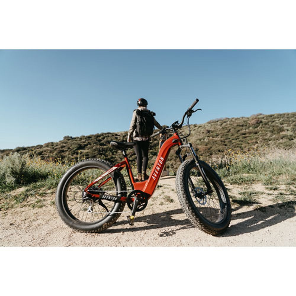 Aventon Aventure ST 750 W Step-Through Electric City Bike with up to 72km Battery Range - Medium - Red